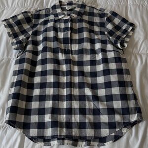 J. Crew Navy and White Plaid Shirt